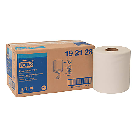 Tork Paper Wiper Plus Rolls, 9-13/16" x 15-1/4", White, 300 Wipers Per Roll, Pack Of 2 Rolls