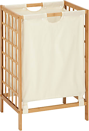 Honey Can Do Bamboo Grid Frame Hamper, Natural/Off-White