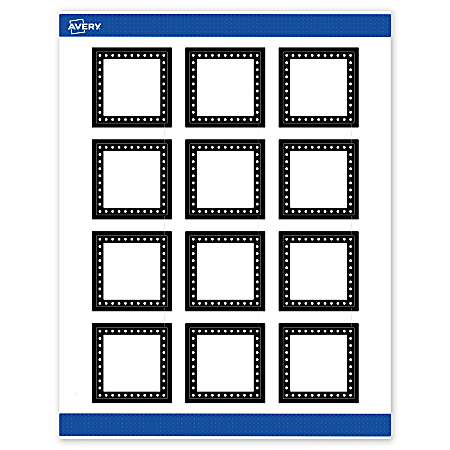 Avery® Print-To-The-Edge Labels With Sure Feed® Technology, S00-DKQ-PRWMP10, Square, 2" x 2", Matte White, Preprinted Black & White Polka Dots Design, Pack Of 120
