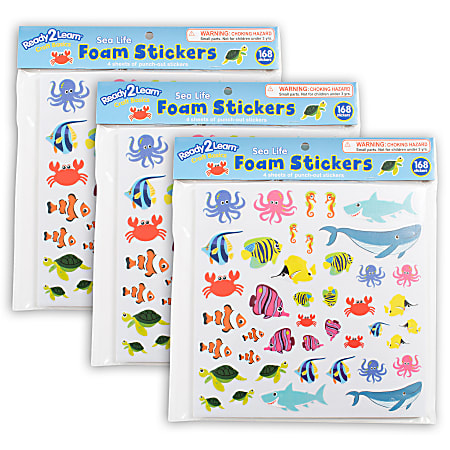 Ready 2 Learn Foam Stickers, Sea Life, 168 Stickers Per Pack, Set Of 3 Packs