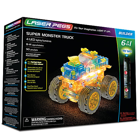 Laser Pegs 6 In 1 Super Monster Truck Kit