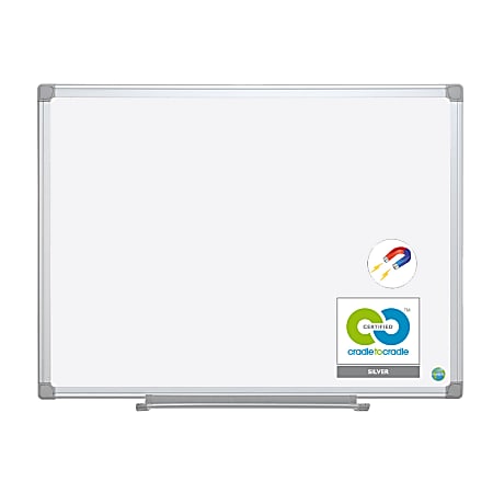 MasterVision® Earth Gold Ultra Magnetic Dry-Erase Whiteboard, Lacquered Steel, 48'' x 96'', 100% Recycled Frame, Aluminum Frame