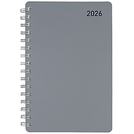 Office Depot Brand Weekly Monthly Appointment Book, 4" x 6", Silver, January 2026 to December 2026, OD71043026