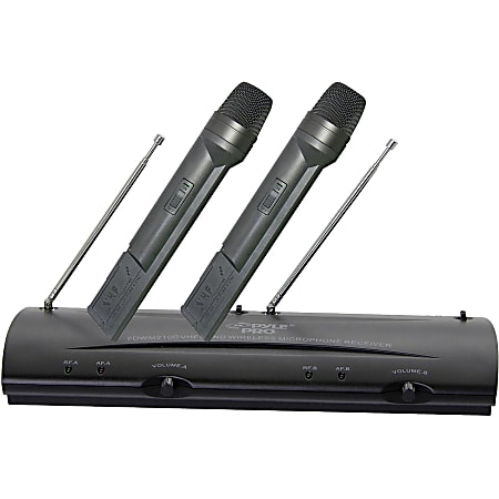 PylePro Professional Dual VHF Wireless Handheld Microphone System - 60 Hz to 12 kHz Frequency Response - 492.13 ft Operating Range
