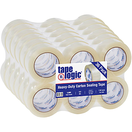 Tape Logic® Acrylic Tape, 3" Core, 2" x 110 Yd., Clear, Pack Of 36