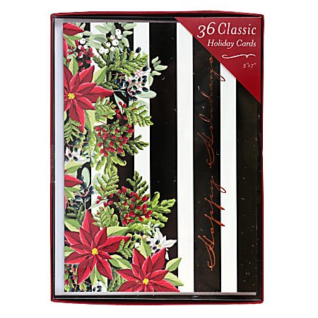 Markings by C.R. Gibson® Holiday Cards With Envelopes, 5" x 7", Happy Holidays Stripe, Pack Of 36