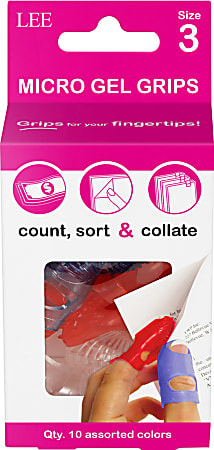 Lee Tippi Micro-Gel Fingertip Grips, #3 Extra Small, Assorted Colors, Pack Of 10