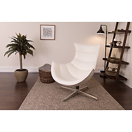 Flash Furniture Cocoon Swivel Chair, White/Silver