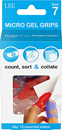 Lee Tippi Micro-Gel Fingertip Grips, Size 7, Medium, Assorted Colors, Pack Of 10