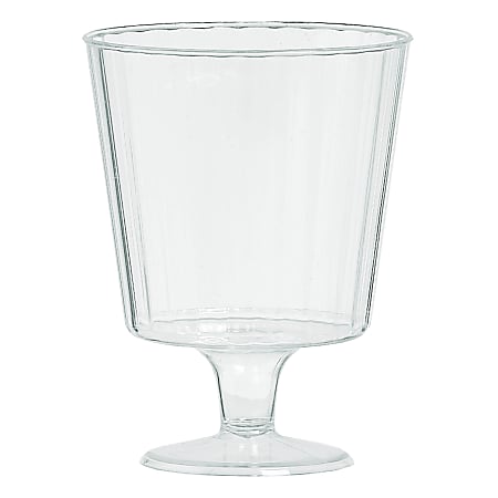Amscan Premium Plastic Wine Glasses, 5 Oz, Clear, 24 Glasses Per Pack, Case Of 2 Packs