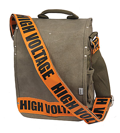 Ducti High Voltage Utility Messenger Bag Green with Orange Straps
