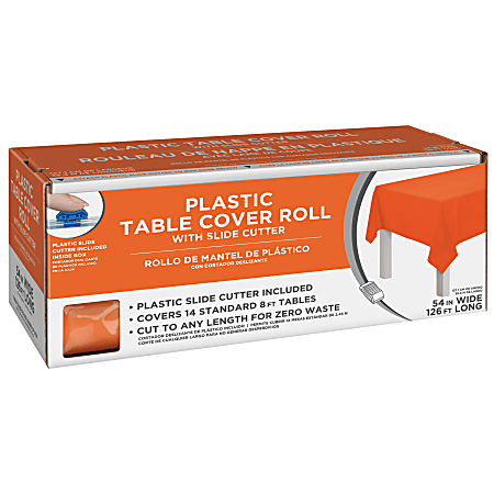 Amscan Boxed Plastic Table Roll, Orange Peel, 54” x 126’