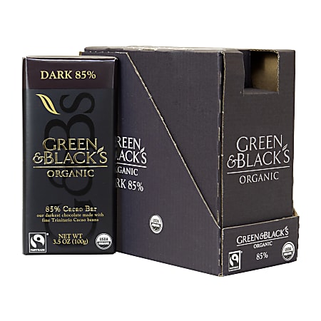 Green & Black Organic 85% Cacao Dark Chocolate Bars, 3.5 Oz, Box Of 10 Bars