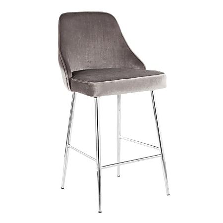 LumiSource Marcel Contemporary Glam Counter Stools, Chrome/Silver, Set Of 2 Stools