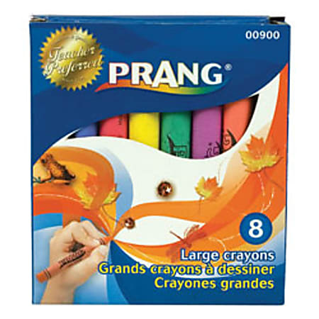Prang® Large Crayons, 4"H x 7/16W", Assorted Colors, Pack Of 8