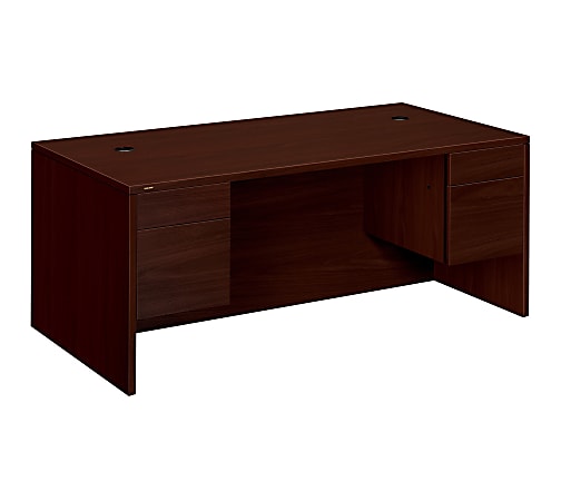 HON® 10500 72"W Double-Pedestal Computer Desk, Mahogany