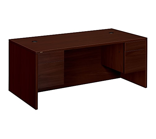 HON® 10500 Series Double-Pedestal Desk, 72"W x 36"D, Mahogany