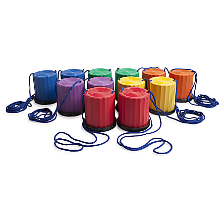 Champion Sports Plastic Platform Stilts, 13-1/2” x 9-1/2” x 9”, Assorted Colors, Set Of 6 Pairs