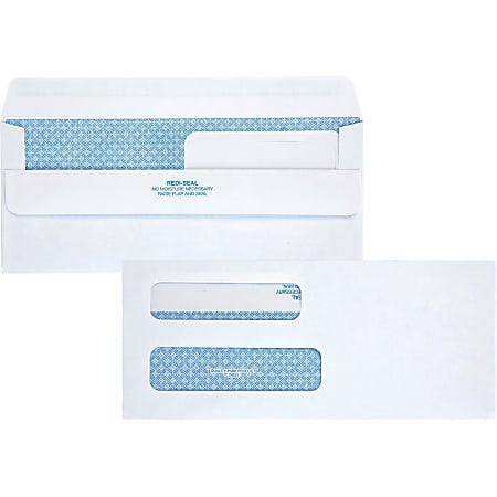 Quality Park No. 8 5/8 Double Window Security Tinted Check Envelopes - Document - Check - 3 5/8"x 8 5/8" - 24 lb - Self-sealing - 250 / Carton - White