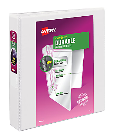 Avery® Durable View 3-Ring Binder, 1 1/2" Slant Rings, White