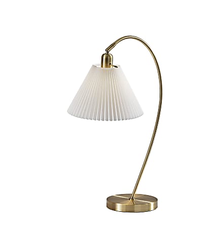 Adesso Delaney Table Lamp, 25-15/16”H, Off-White Shade/Antique Brass Base