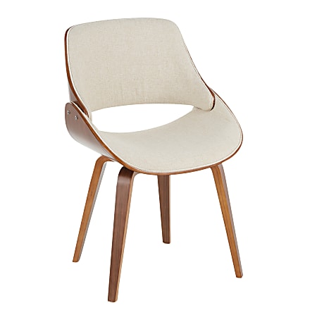 LumiSource Mid-Century Modern Fabrizzi Chair, Cream Seat/Walnut Frame