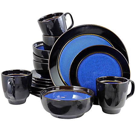 Gibson Elite Bella Galleria 16-Piece Glazed Stoneware Dinnerware Set, Blue