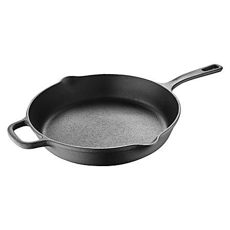 Masterpro Bergner Iron Fry Pan With Helper Handle, 10", Black
