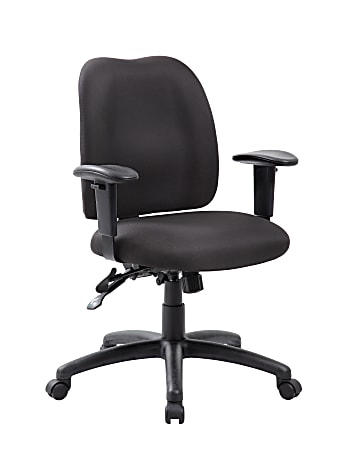 Boss Multi-Function Mid-Back Task Chair, Fabric, Black