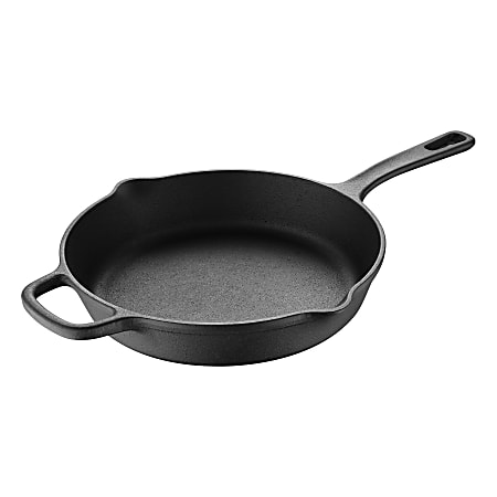 Masterpro Bergner Iron Fry Pan With Helper Handle, 12", Black