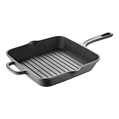 Masterpro Bergner Iron Grill Pan With Helper Handle, 10", Black