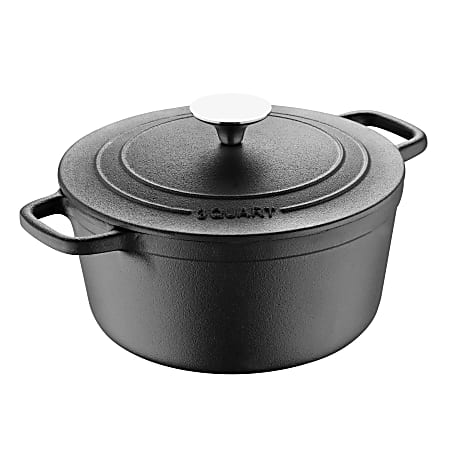 Commercial Chef 3 Quart Cast Iron Dutch Oven Black - Office Depot