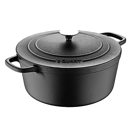 Masterpro Bergner Iron Covered Dutch Oven, 6-Quart, Black