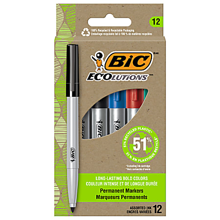 BIC Ecolutions Permanent Markers Fine Point 51percent Recycled