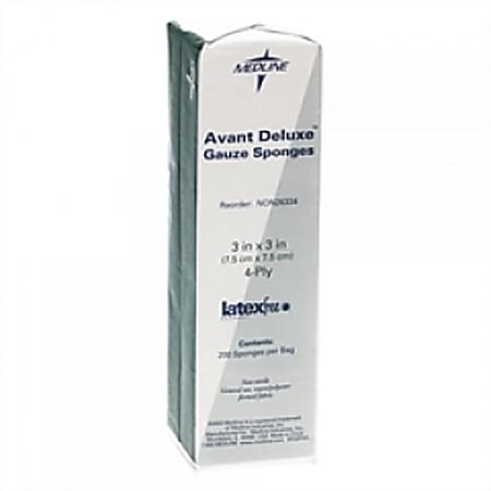 Medline Avant Deluxe Non-Sterile Gauze Sponges, 4-Ply, 3" x 3", Case Of 20