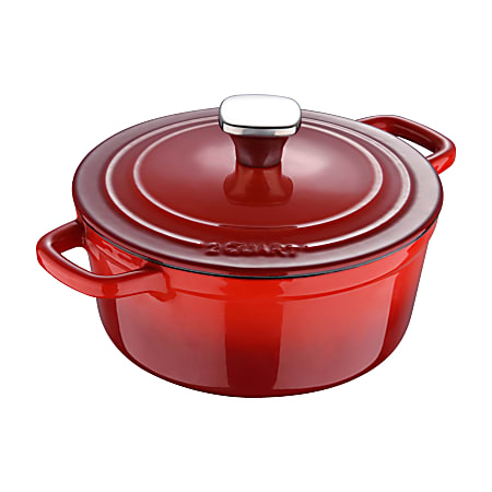 Masterpro Bergner Iron Dutch Oven With Lid, 2 Qt, Red