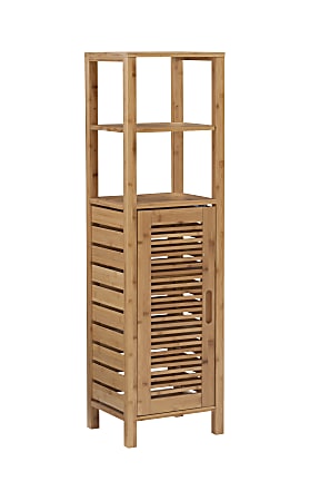Linon Bullock 13"W Single Door Bamboo Cabinet with