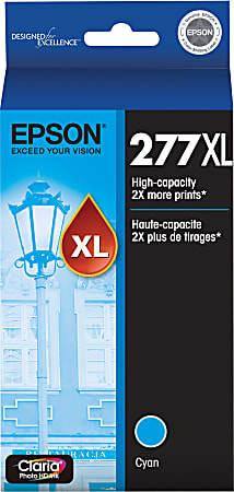 Epson® 277XL Claria® High-Yield Cyan Ink Cartridge, T277XL220