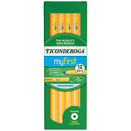 Ticonderoga® Beginners' Elementary Untipped Wood Pencils, HB Lead, Pack of 12