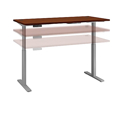 Bush Business Furniture Move 60 Series Electric 72"W x 30"D Height Adjustable Standing Desk, Hansen Cherry/Cool Gray Metallic, Standard Delivery