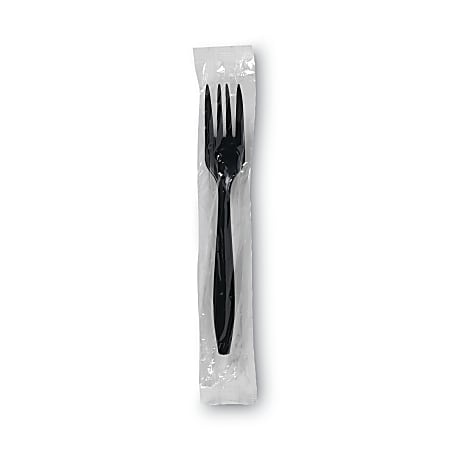 Dixie® Individually Wrapped Heavyweight Cutlery, Forks, Black, Carton Of 1,000 Forks