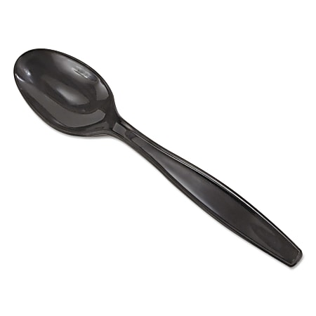 Dixie® Individually Wrapped Polypropylene Heavyweight Cutlery, Teaspoons, Black, Carton Of 1,000 Teaspoons