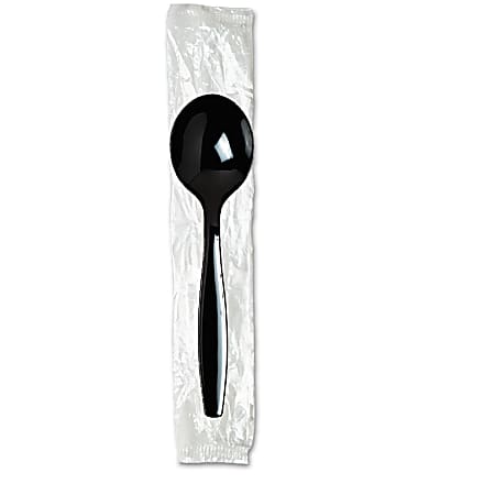 Dixie® Individually Wrapped Heavyweight Cutlery, Soup Spoons, Black, Carton Of 1,000 Spoons