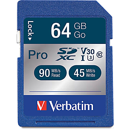 Verbatim 64GB Pro 600X SDXC Memory Card, UHS-1 Class 10 - 64GB SDXC - 1pk