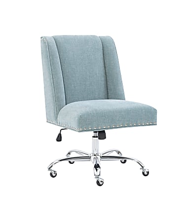 Linon Cooper Mid-Back Home Office Chair, Aqua/Chrome