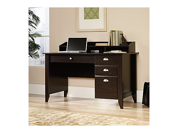 Sauder Shoal Creek 54 W Computer Desk With Organizer Hutch Jamocha Wood Office Depot