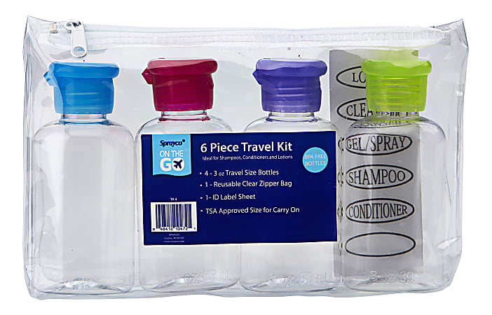 Sprayco Travel Bottle Locking Spray Assorted Colors, 3 Oz, Pack of 12, 3  Pack