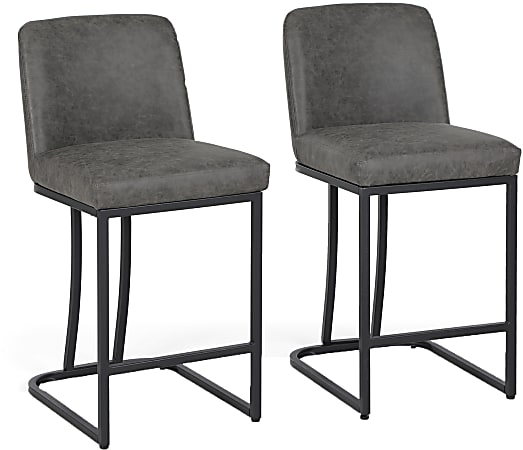 Gray leather counter height stools sales