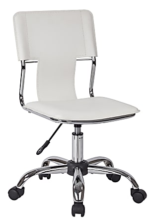 Ave Six Carina Vinyl Mid-Back Task Chair, White/Silver