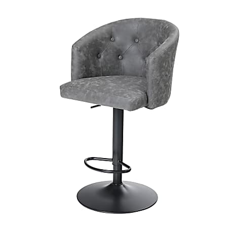 ALPHA HOME Adjustable Swivel PU Leather Round Bar Stool With Back